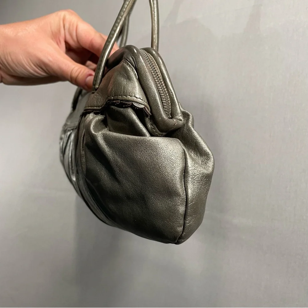 Marks & Spencer Limited Collection 100% Leather Y2K Style Bronze Metallic Bag